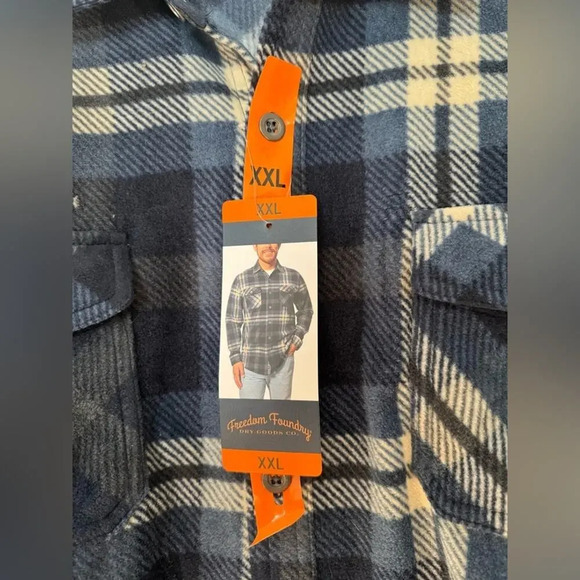 Men's Freedom Foundry Plaid Soft Fleece Shirt Green & Blue Size XXL NWT - Picture 3 of 11